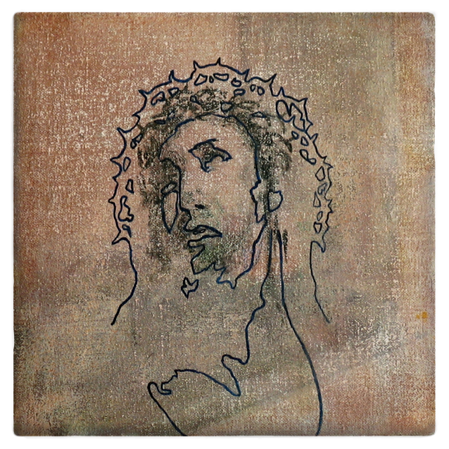 Catholic: Trash Jesus (8" x 8" , acrylic on canvas)